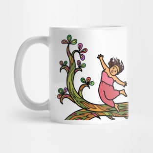 Woman happiness with nature environment. Healthy freedom lifestyle. Mug